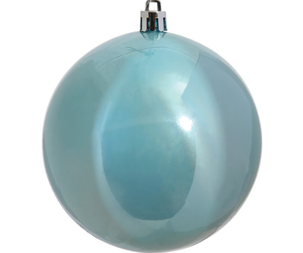 Μπλέ Πλαστική Γυαλιστερή Χριστουγεννιάτικη Μπάλα 8cm (Σετ 6 τμχ)